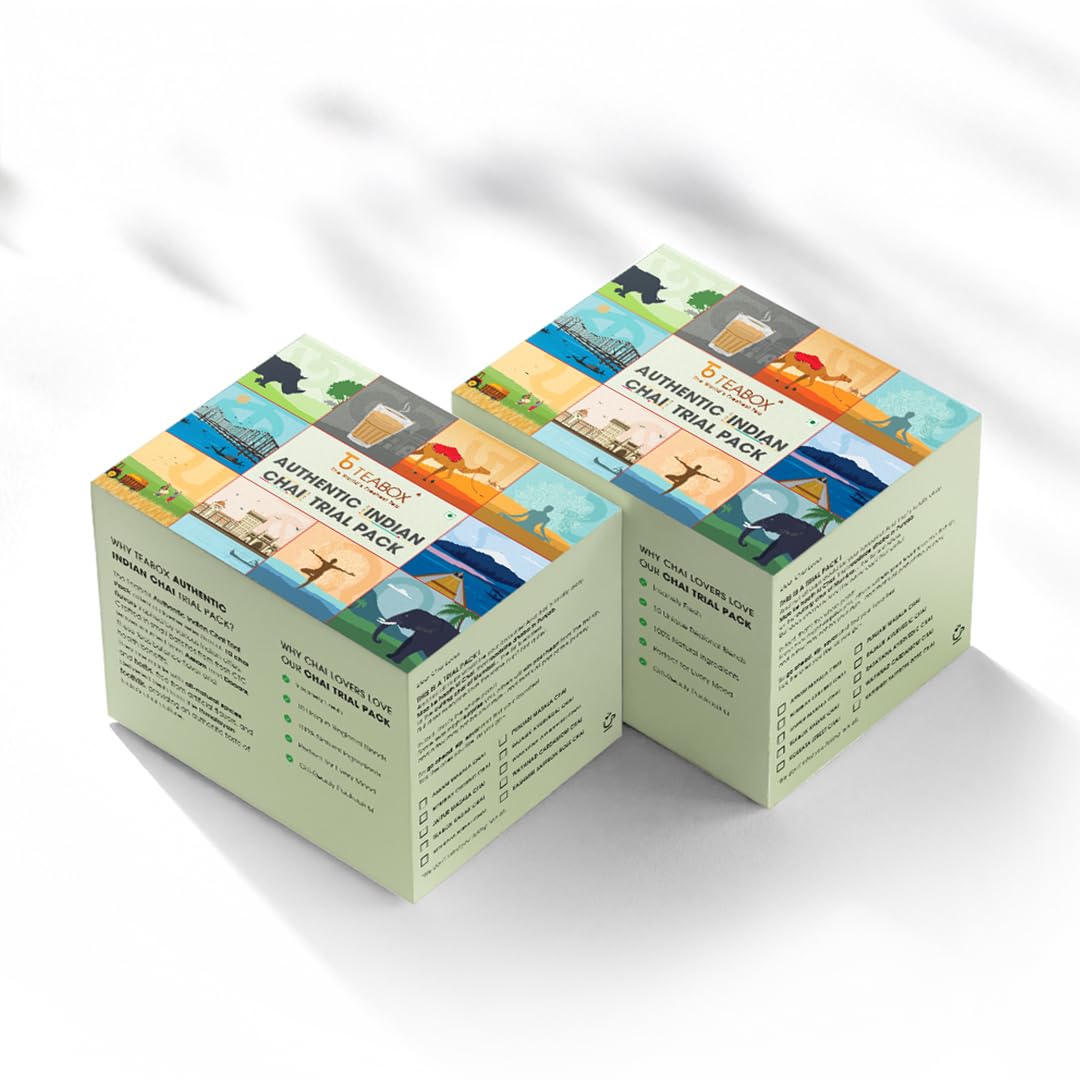 Teabox Premium Authentic Indian Spiced Chai Tea Trial Pack - 20 Exotic Varieties Of Chai X 30gm, 1.05 Ounce Each | Crafted In Small Batches, Perfect Tea Gift - No Artificial Flavors