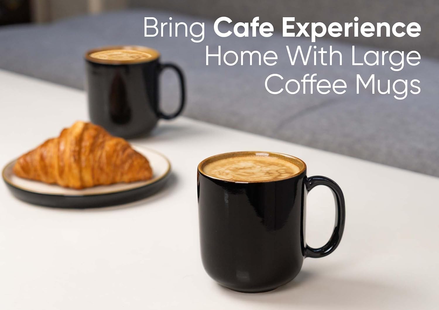 Large Ceramic Coffee Mug Set Of 2 - Black & Brown, 400ml Each | Ceramic Belly Mug, Tea Mug With Matte Finish - Mug For Coffee | Ceramic Coffee Mug - Microwave Safe & Dishwasher Safe