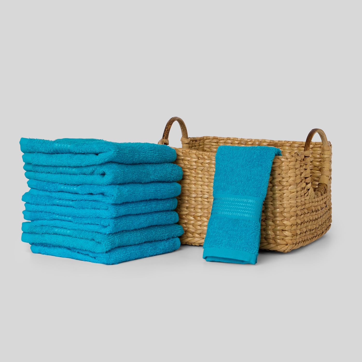 Kopa By Bianca 100% Cotton Soft Terry Face Towel 400 Gsm (Turq) -Pack Of 8