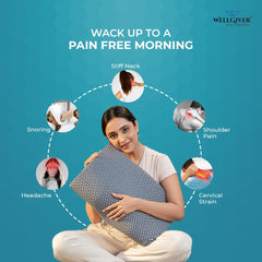 Cervical Memory Foam Pillow For Neck Pain, Standard Size - 19 X 11 X 4 Inch | Orthopedic Pillow Spondylitis Neck & Shoulder, Head Pain | Washable Jacquard Midnight Blue Cover - Pack Of 2