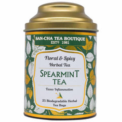 San-Cha Floral & Spicy Spearmint Herbal Tea - 25 Biodegradable Herbal Tea Bags | Herbal Tea For PCOS & PCOD - Eases Stomach Pain & Bloating | Caffeine Free
