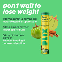 Plix The Plant Fix Garcinia Cambogia Tablet For Weight Loss, Ayurvedic Herbs, Ginger, Cinnamon, Improve Energy, Boost Metabolism, For Men & Women | 15 Effervescent Tablets 50gm 0.1lbs Each Pack Of 4