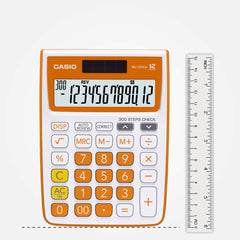 Casio Mj-12vcb-rg 300 Steps Check & Correct Colourful Desktop Calculator (Orange) | 12 Digits, 2-way Powered | Show Numbers In Million & Billion