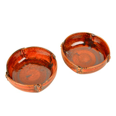 Studio Pottery Hand Glazed Ceramic Serving Bowls Set Of 2 - Brown, Diameter – 17 Cm, 800ml Each | Snacks Serving Bowls - Salad & Pasta Serving Bowls