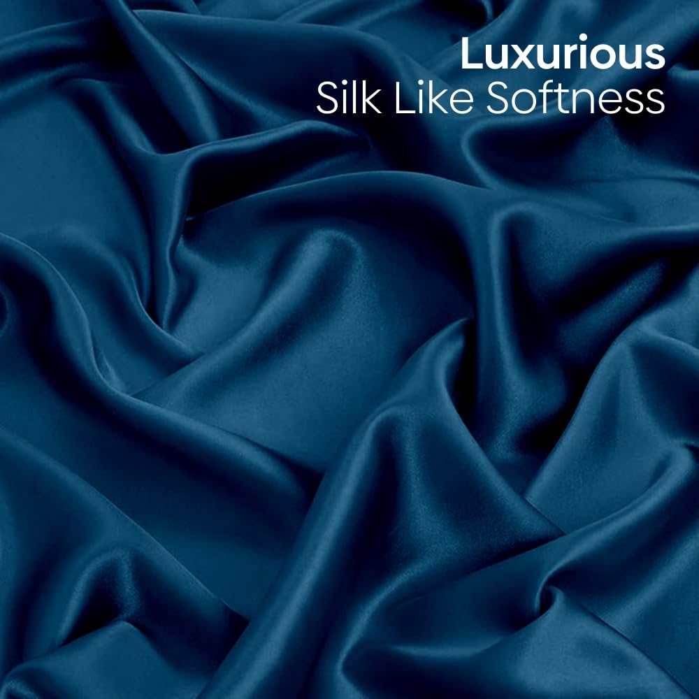 Premium Double Bedsheet For Queen Size | 100 X 90 Inches, Deep Ocean Blue With 2 Pillow Covers | Skin Friendly Fabric For Everyday Comfort