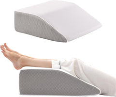 Wedge Memory Foam Pillows, Leg Pain Relief Pillow For Sleeping, Off White, Regular Size | Leg Elevator Pillow For Leg Support | Leg Wedge Cushion For Varicose Veins & Post Recovery