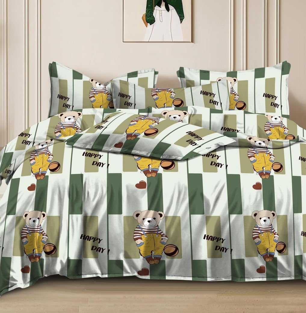 Kids Bed Sheet For Queen Size Boys & Girls - 60 X 78 Inch, Green | Wrinkle Free Soft & Cozy Bedding - Premium Ultra Soft Bedsheet