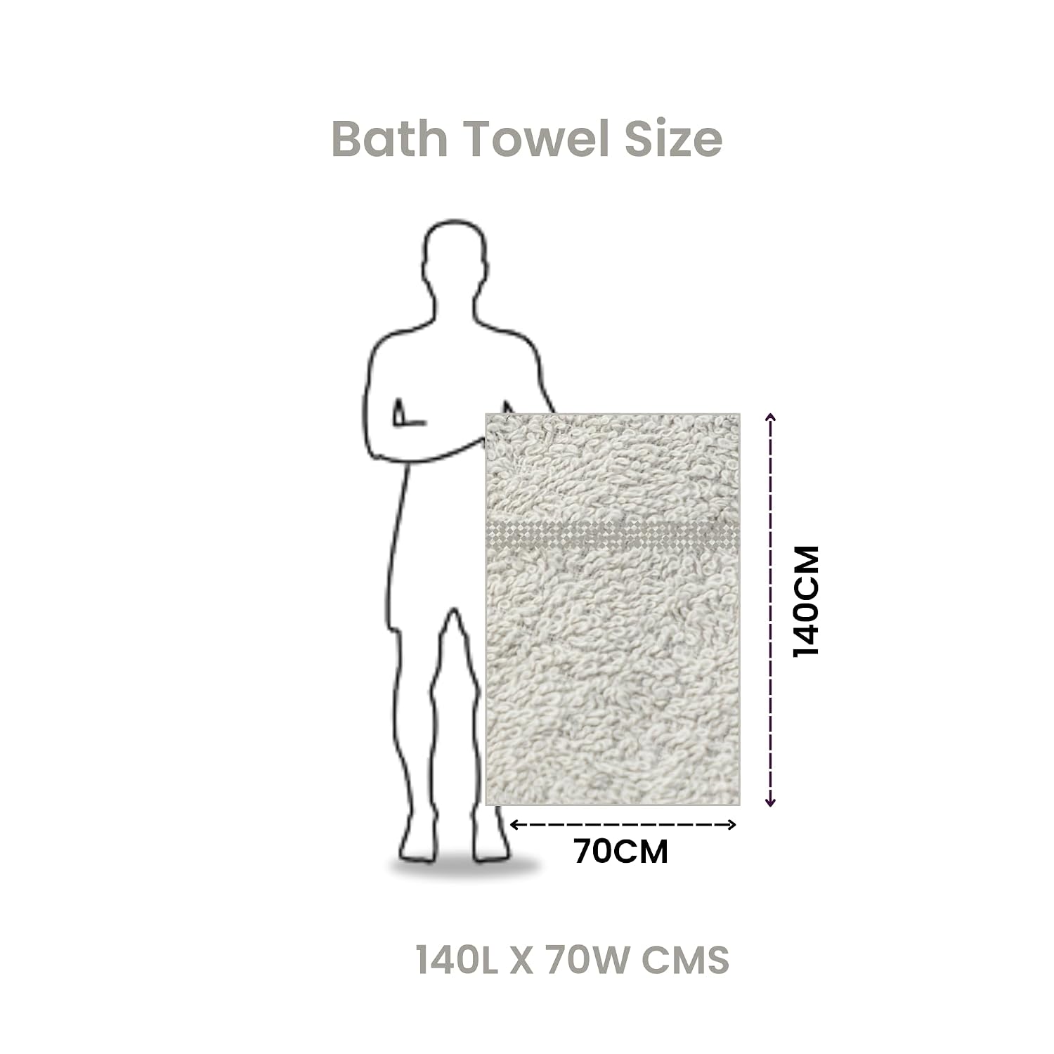 Akiko Home 100% Cotton Trident Series Bath Towels | Premium, Soft, Absorbent, Quick Dry & Durable, Large Size Towel For Men & Women 400 Gsm (Grey)