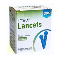 SD Codefree Blood Glucose 100 Test Strips With 100 Round Lancets & A Lancing Device