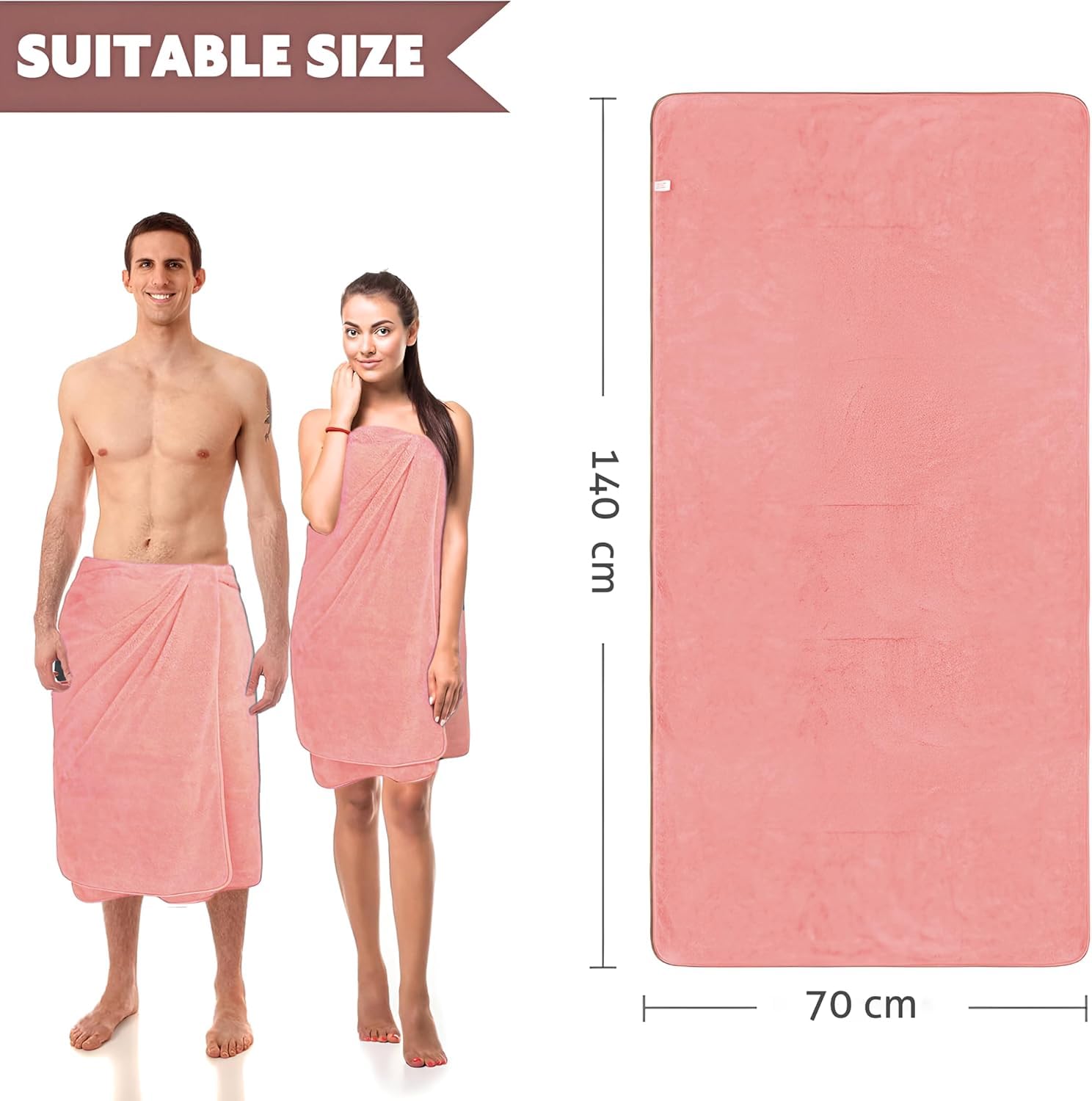 Midastra Microfiber Bath Towel 500 Gsm | Quick Drying, Lint-Free & Long Lasting | Perfect for Home, Gym & Travel Bath Towel (Peach)