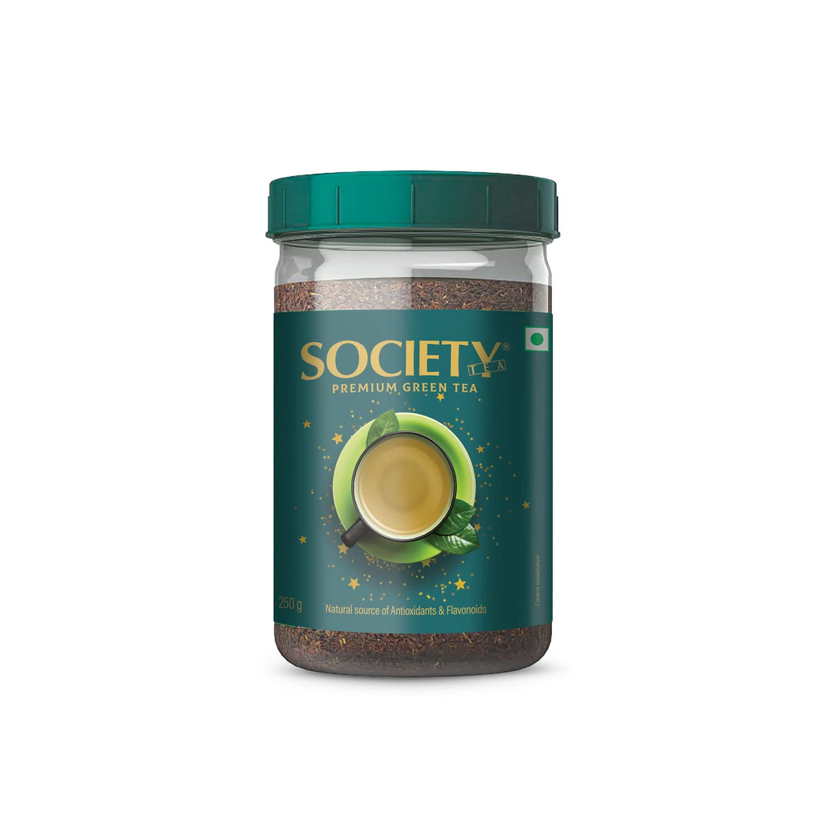 Society Premium Green Tea - 250gm Jar, 8.8 Ounce | Unique Blend Crafted For Chai Lovers Across India - Caffeine Free Chai Patti | Natural Source Of Antioxidants & Flavonoids