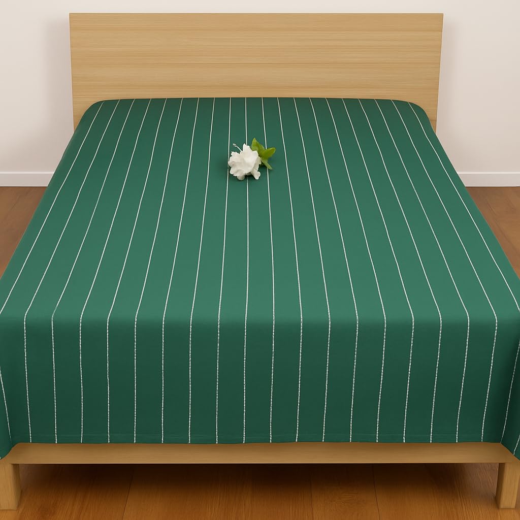 Cotton Single Bedsheet With 1 Pillow Covers - 60 X 90 Inches, Green | Soft & Breathable Fabric, Premium Finish Durable & Skin Friendly