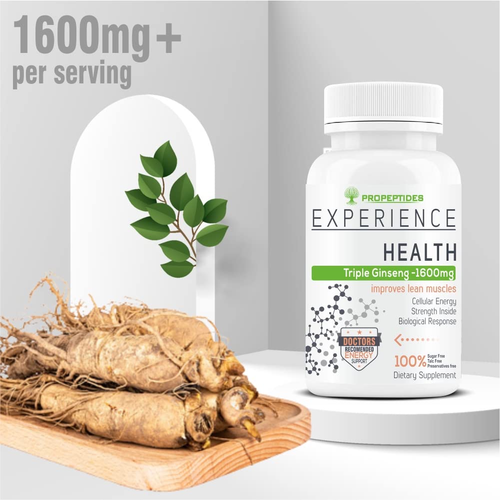 Propeptides Ginseng Capsules For Men With Korean Red Ginseng, Ashwagandha Powder Extract & Ginkgo Biloba To Boost Stamina, Energy, Focus & Good Health | 60 Capsules 100gm 0.2lbs
