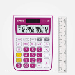 Casio Mj-12vcb-rd 300 Steps Check & Correct Colourful Desktop Calculator (White And Pink) | 12 Digits, 2-way Powered