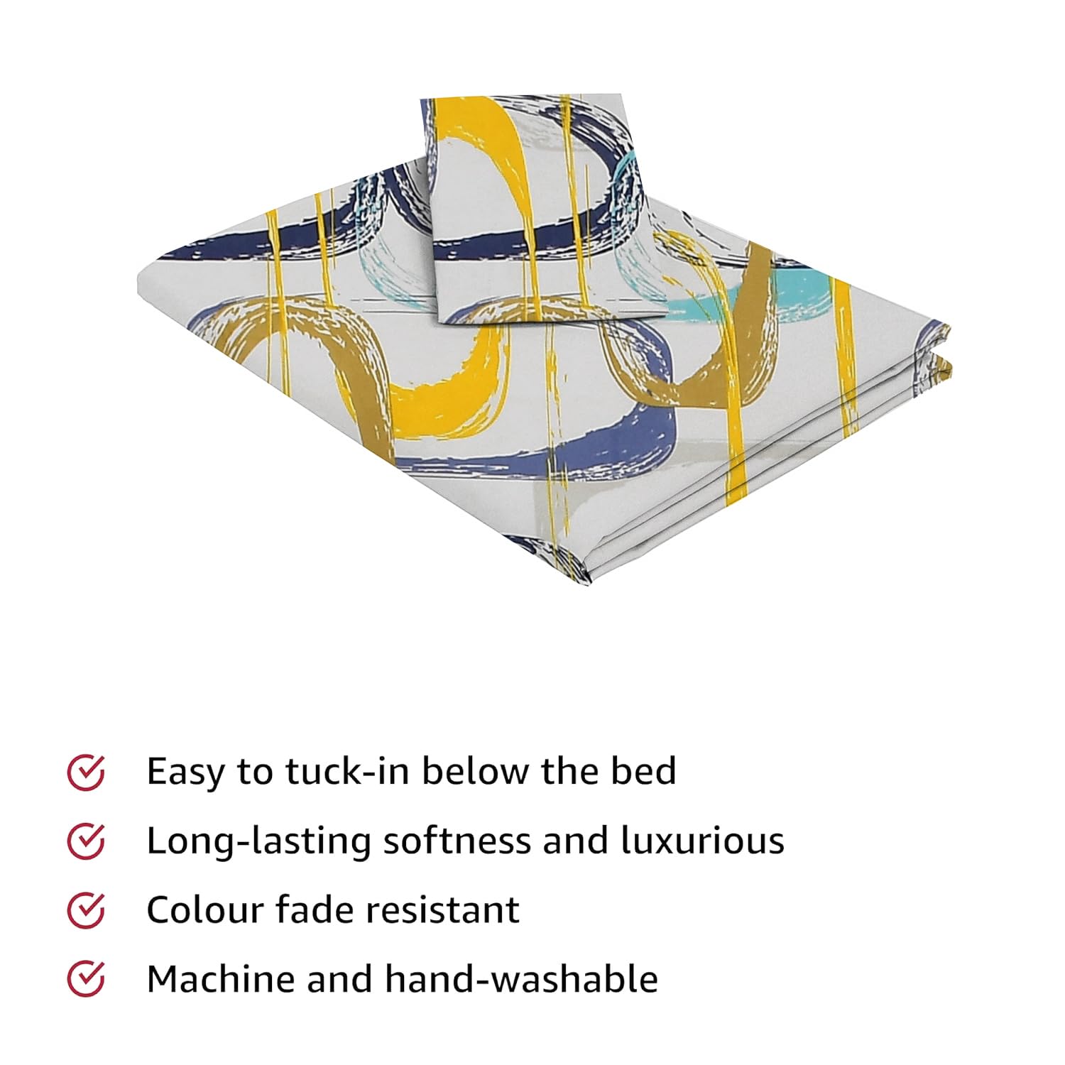 Print Cotton 1 Single Bedsheet With 1 Pillow Cover - 60 X 90 Inches, Yellow & Grey | Soft & Breathable Fabric, Skin-Friendly Bed Sheet For All Seasons