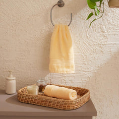 Livspace Paleto Collection Hand Towel 400 Gsm | 100% Cotton, Solid Dyed, Hand Towel Super Soft Absorbent (Buttercream) Set Of 2