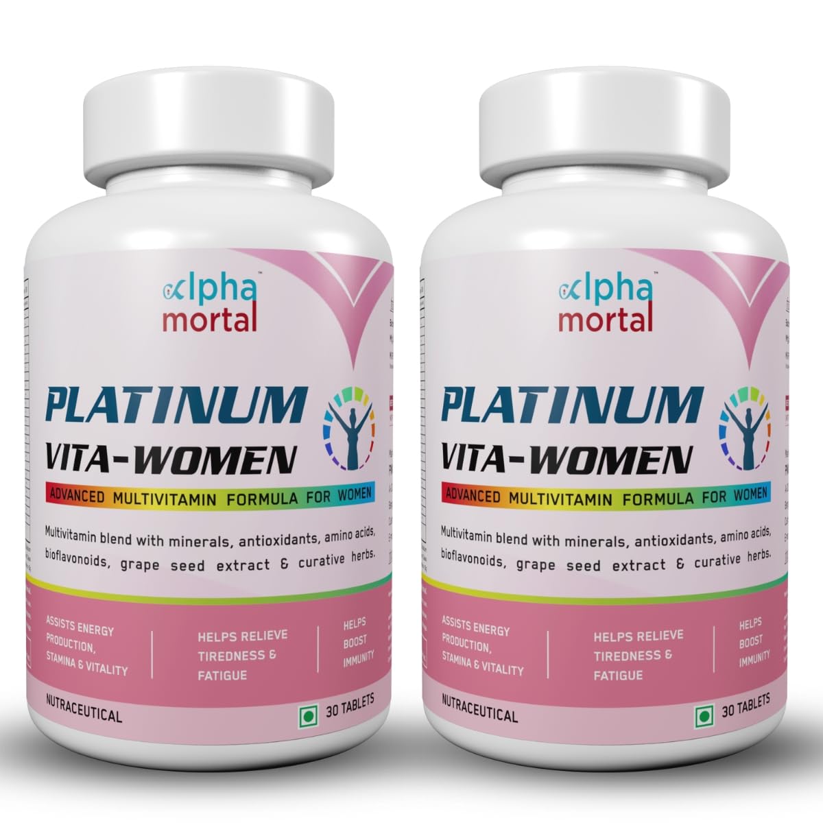 Alpha Mortal Platinum Daily Multivitamin Tablets | Enhances Stamina, Energy, Joint Health, Recovery & Endurance | 30 Tablets , 50gm 0.1lbs , Each Pack Of 2