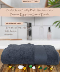 Rangoli Soft Absorbent Durable Towels Earthly Egyption Cotton Plush Oversized Bath Towel 600 Gsm (Charcoal)