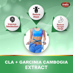 Osnia Cla + Garcinia Cambogia Extract 500mg Supplement, Support Digestion, Boost Energy, Develop Lean Muscle & Reduce Waist | 60 Capsules 100gm 0.2lbs