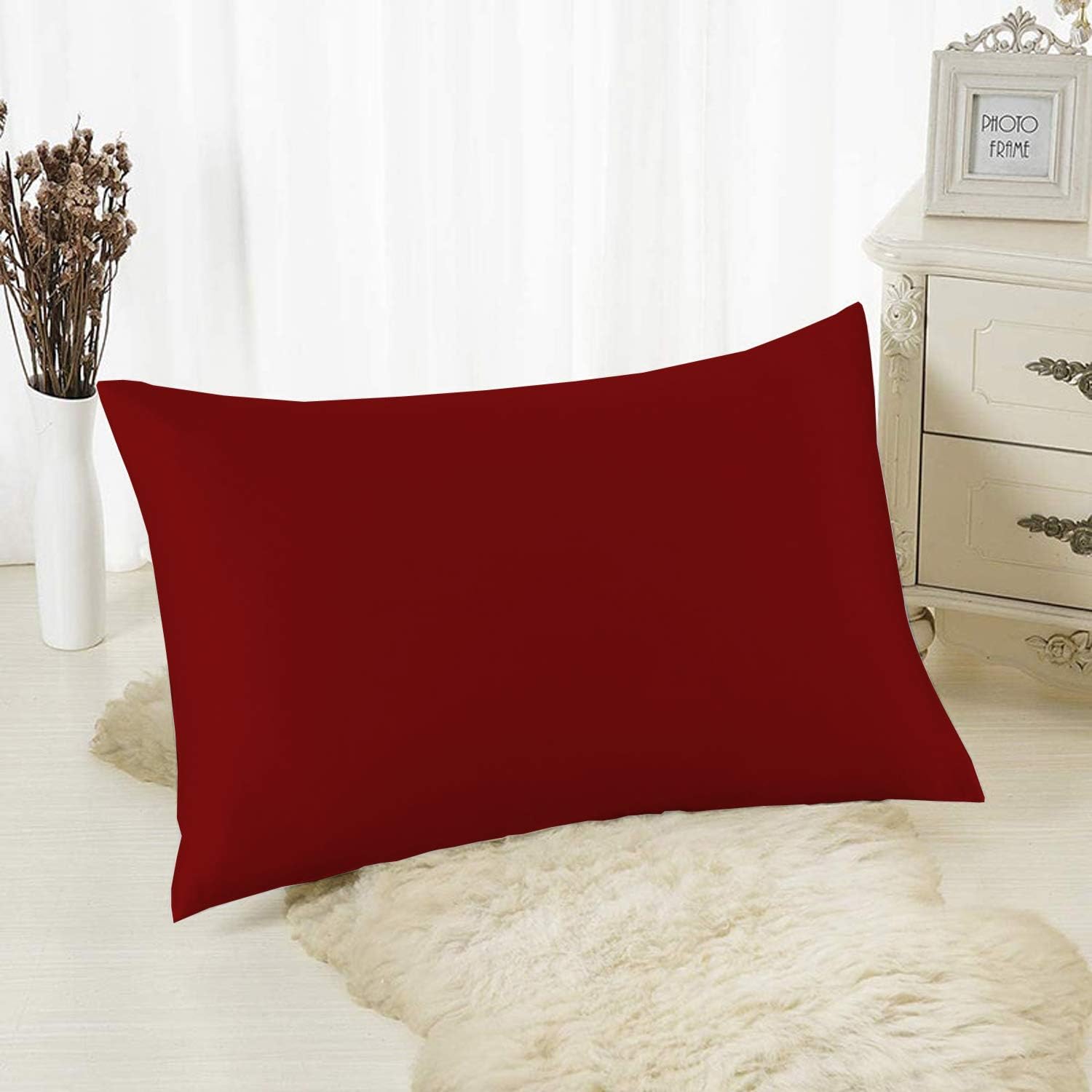 Microfiber Pillow Cushion Filler, Luxurious Pillow Filler, Maroon, 16 X 24 Inch | Cushion Pillow Filler For Home Décor, Bedroom, Bed | All Season Comfort & Flawless Aesthetics - Pack Of 1