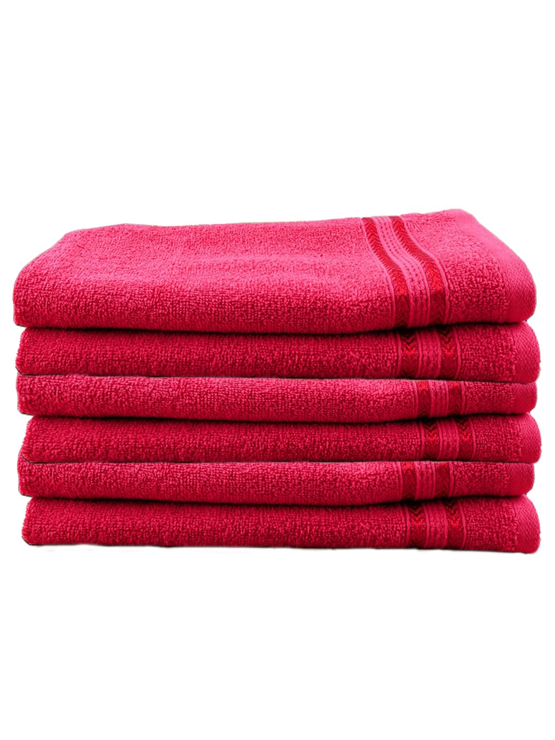 Ramraj Cotton Premium Soft & Absorbent Terry Hand Towel 900 Gsm (Red) - Pack Of 6