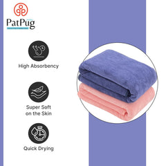 Patpug Ultrasoft Microfiber, Comfortable, Fade Resistant, Highly Absorbent, Quick Drying Large Bath Towel 400 Gsm (Royal Blue & Baby Pink)