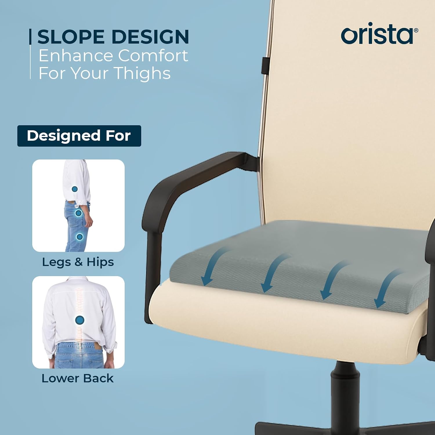 Comfort Cloud Seat Cushion, High-Density Memory Foam Pillow, Mint Green Mesh | Ergonomic Tailbone & Thigh Support | Anti-Slip Base, Portable Handle, Ideal For Office, Car & Home Chairs