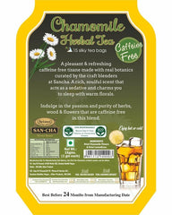 San-Cha Pure Chamomile Herbal Tea - 15 Biodegradable Herbal Tea Bags | Provides Good Sleep, Reduces Stress - Caffeine Free, Environment Friendly