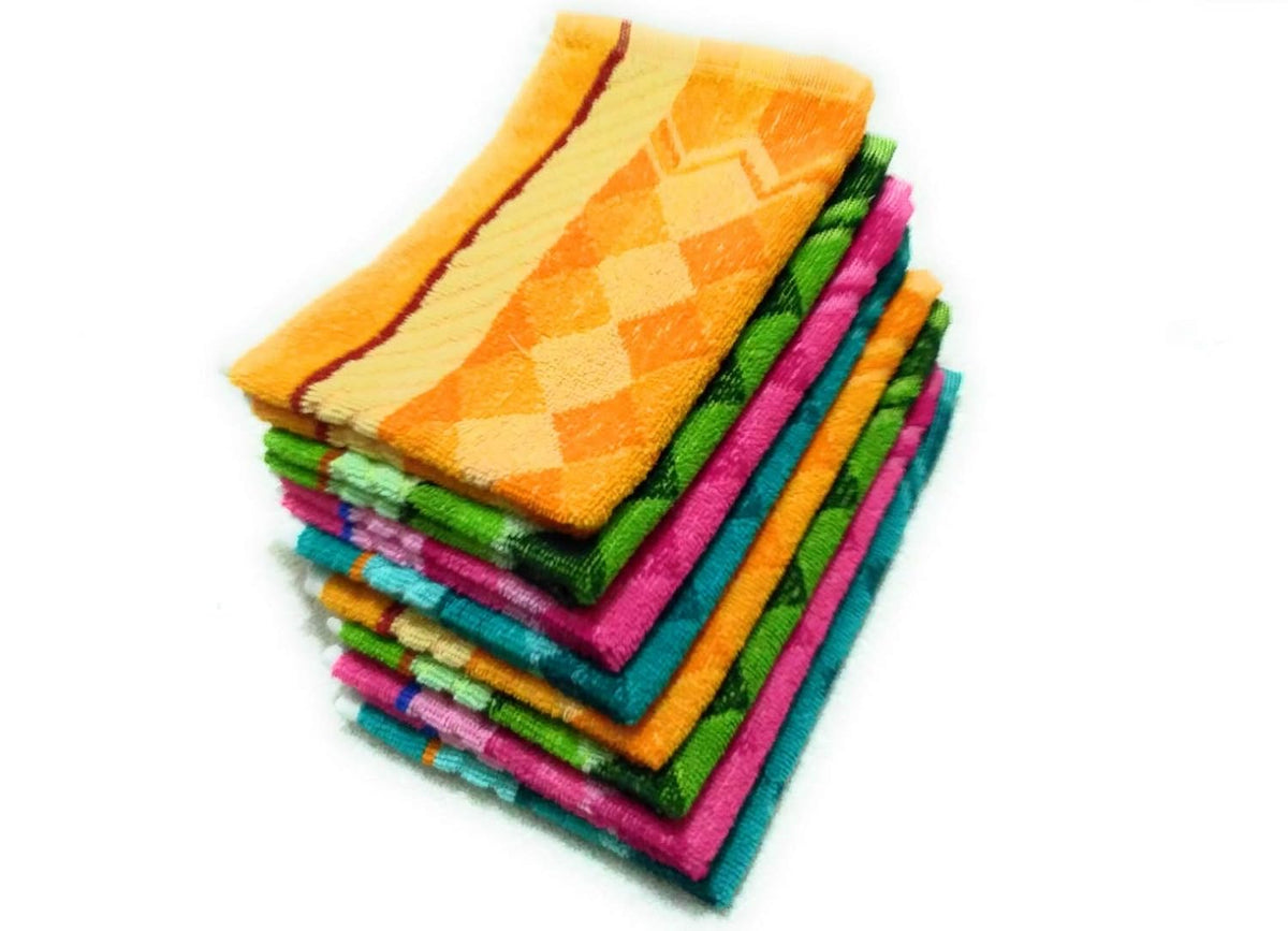 Cotton Colors Cotton Floral Design Hand Towel 1200 Gsm - Set Of 8 (Multicolour)