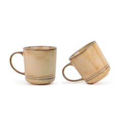Large Ceramic Coffee Mug Set Of 2 - Reactive Beige, 400ml Each | Ceramic Mug With Glossy Finish - Mug For Coffee | Ceramic Coffee Mug - Porcelain Coffee Cup | Microwave Safe