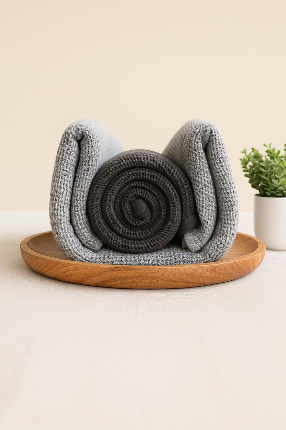 Drape&Luxe Gen-Z Towel Premium Waffle Cotton Bath Towel 1200 Gsm | Super Soft & High Absorbency Towel, Quick Drying Large Size Towels (Black & Grey) - Pack Of 2