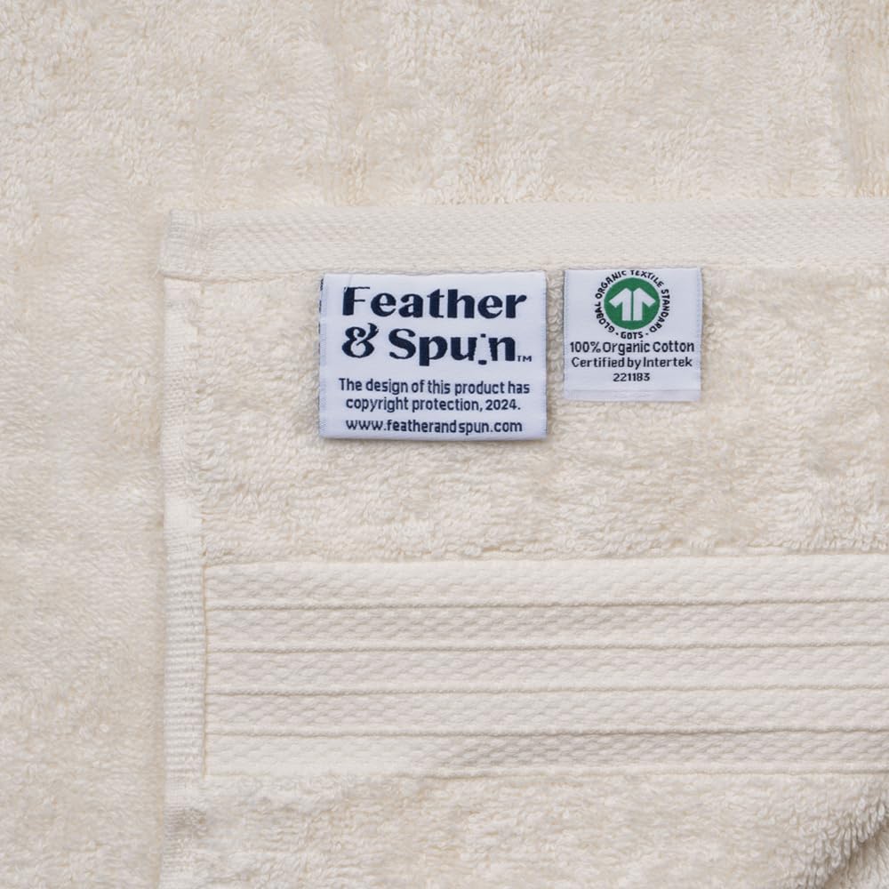 Feather & Spun Organic Cotton Lavender Fragrance Hand Towel 500 Gsm | Anti Microbial Fade Resistant Double Needle Stitch Hand Towel (Cloud Dancer) - Pack Of 2