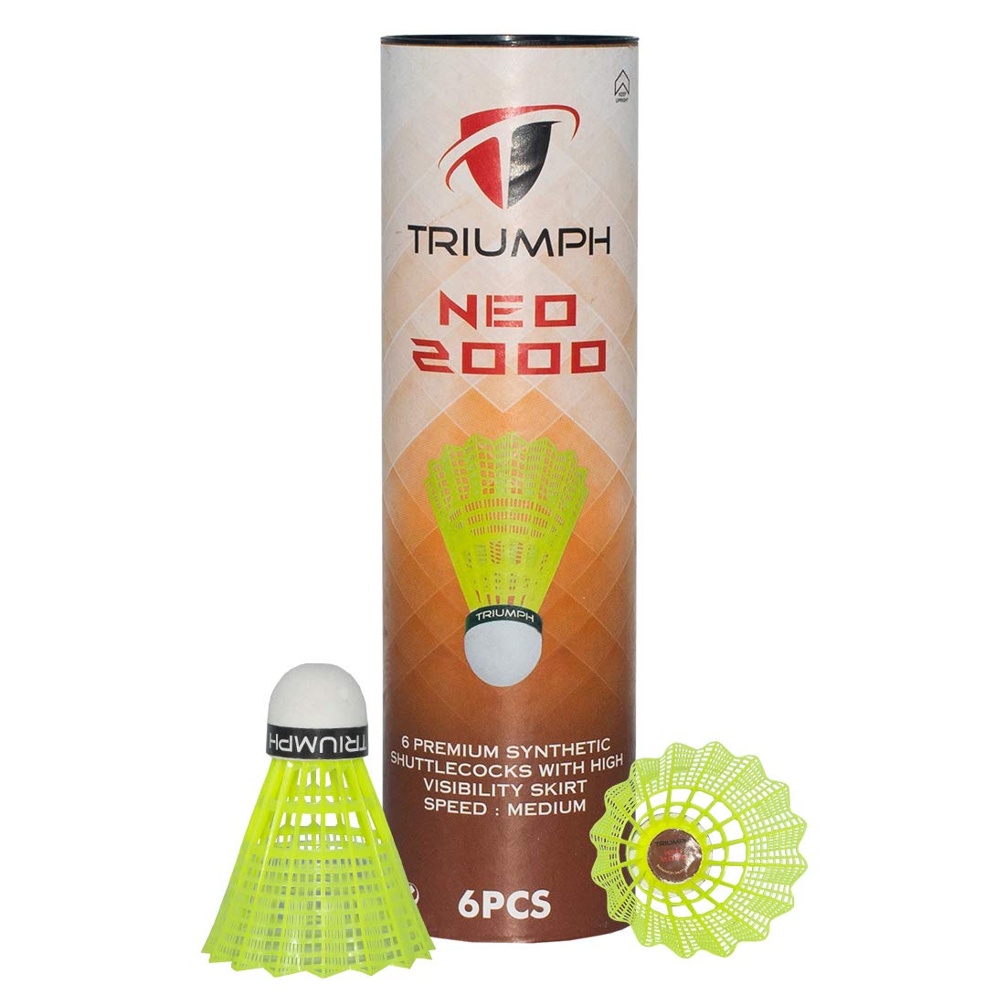 TRIUMPH Neo 2000 Nylon Badminton Shuttlecocks , Stable and Sturdy High Speed | Training Shuttlecock for Indoor and Outdoor Sports | Green , Pack Of 6