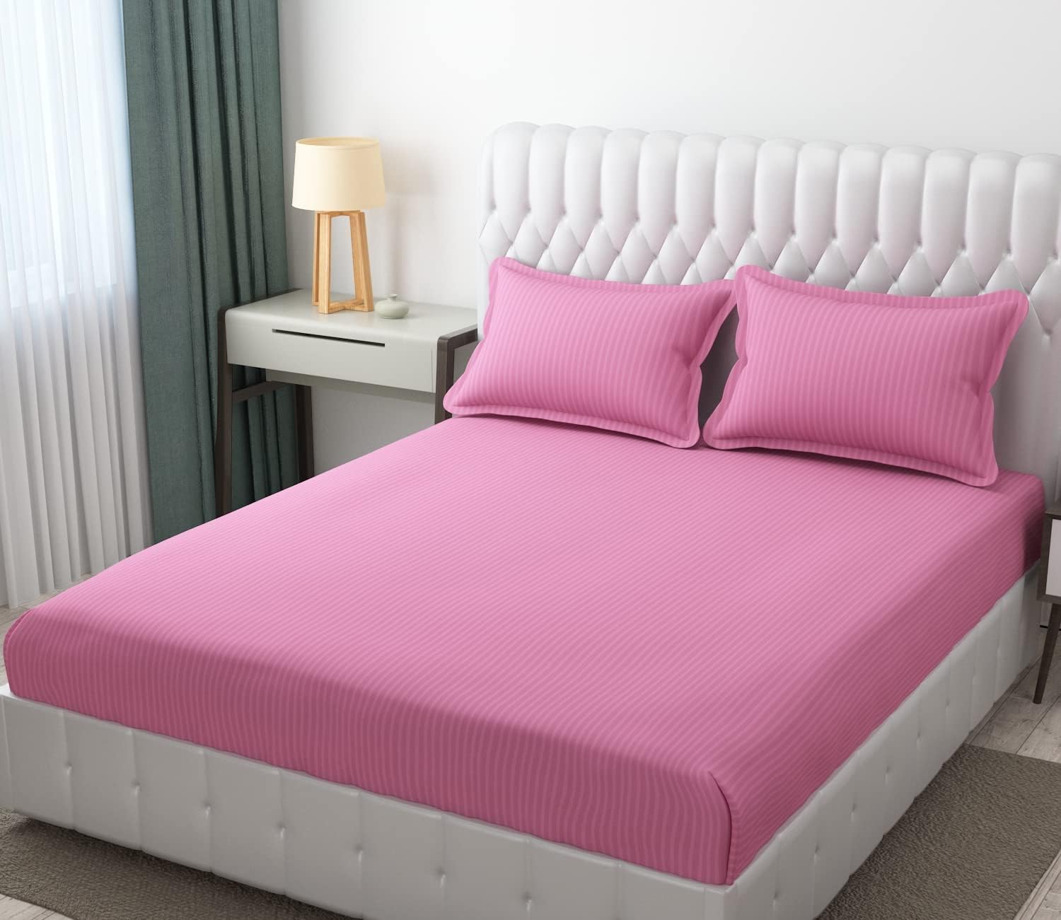 Plain Double Bedsheet For Queen Size With 2 Pillow Covers - 90 X 95 Inches, Light Pink | Wrinkle Resistant & Soft Skin Safe | All Season Comfort Fabric