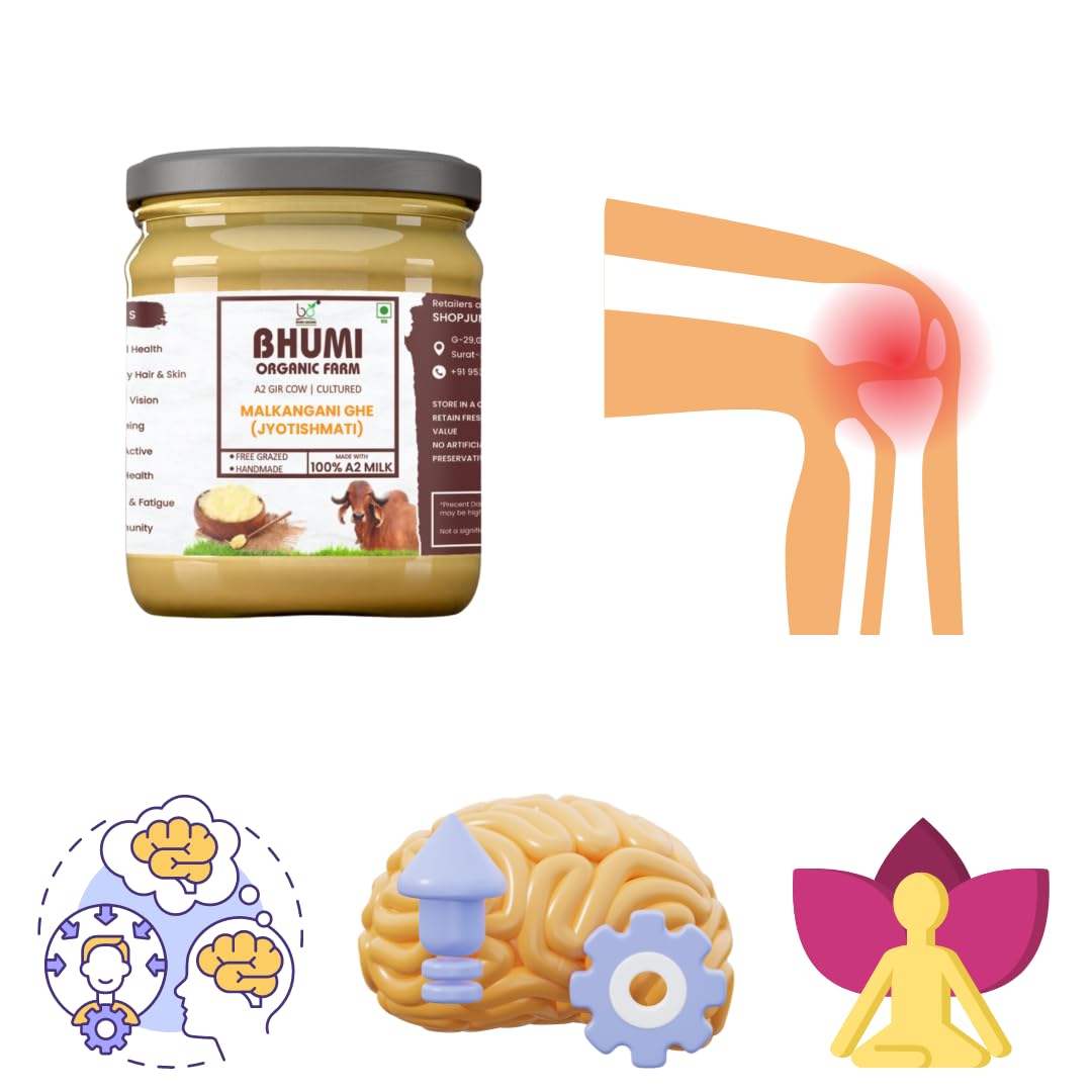 Pure Premium Malkangani Ghee (Jyotishmati) By Bhumi Organic Farm | Naturally & Healthy Bilona Method Cow Ghee Perfect For Boost Immunity | (100ml) 3.3 Ounce | Jar Pack