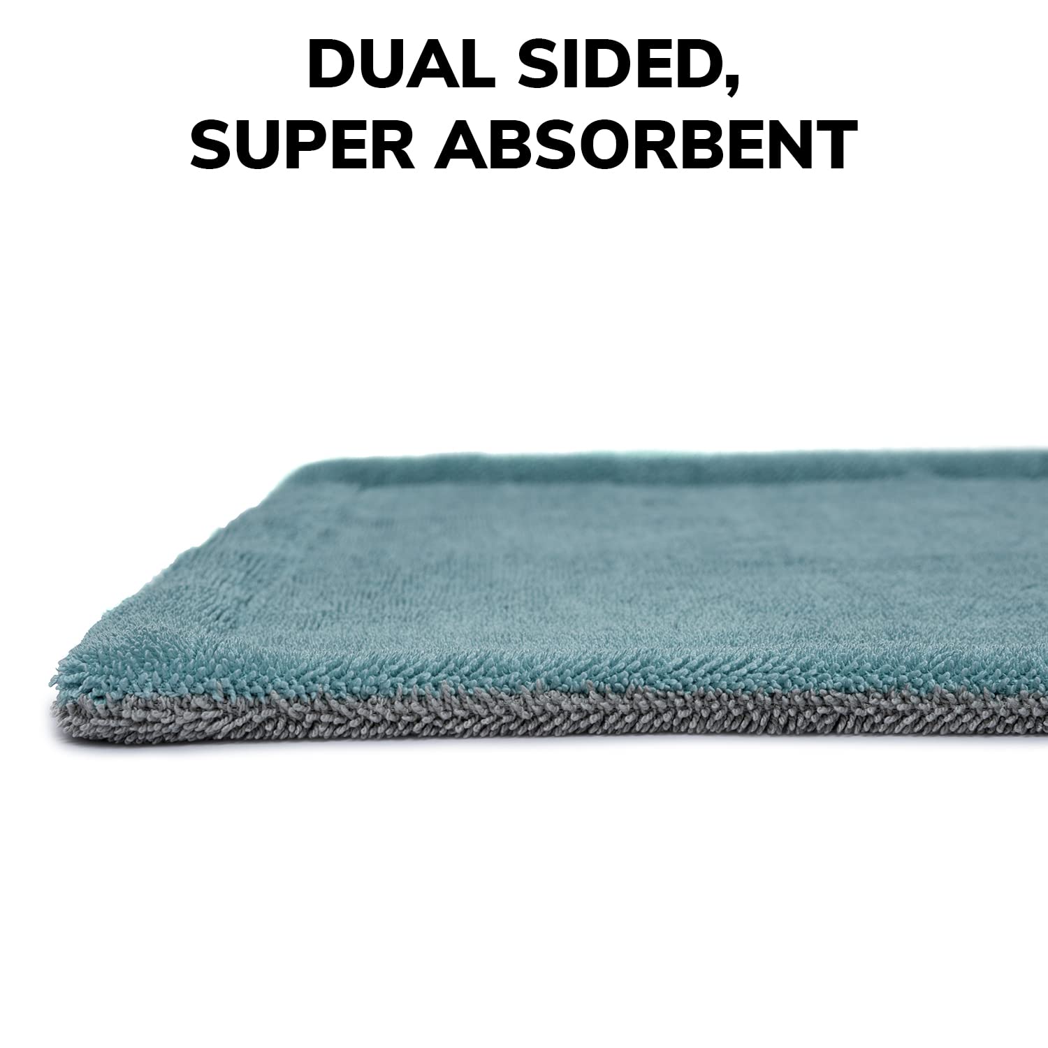 Shinexpro Microfiber Cloth 450 Gsm | Twisted Loop Super Absorbent Towel Edgeless Design With Plush Pile, Lint Free Cloth For Drying & Detailing For Car Pure Magic (Aqua Blue & Grey)