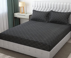 Check Dark Grey Bedsheet For King Size With 2 Pillow Cover (90 X 95 Inches) | Softer & Durable For All Season | Ideal For Daily Use Home Bedsheet