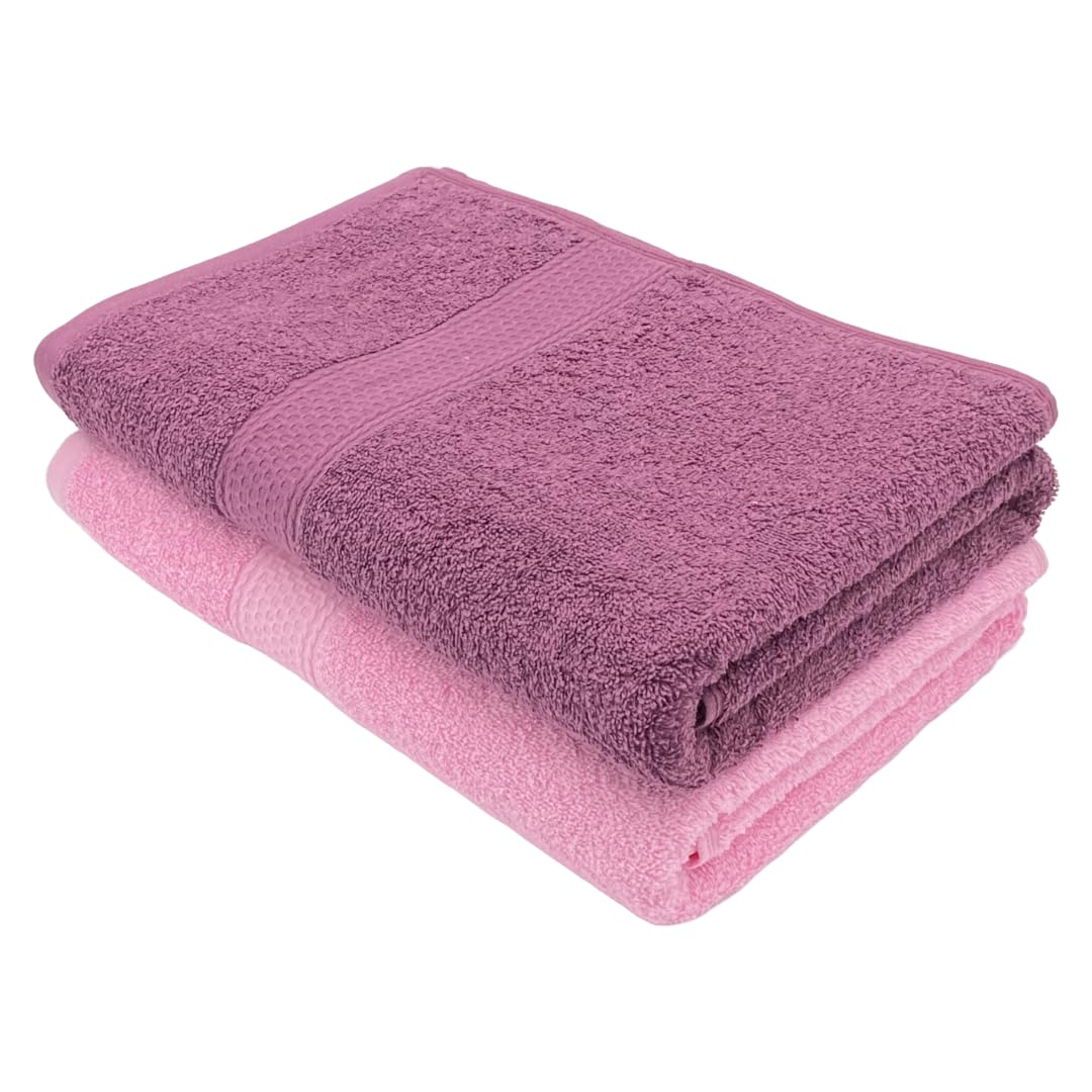 PatPug 100% Indian Ultra Soft Cotton 450 Gsm Bath Towel Large Bath Towel | Highly Absorbent Quick Drying Durable Towel For Men, Women & Kids (Mahogany & Baby Pink)