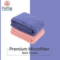 Patpug Ultrasoft Microfiber, Comfortable, Fade Resistant, Highly Absorbent, Quick Drying Large Bath Towel 400 Gsm (Royal Blue & Baby Pink)
