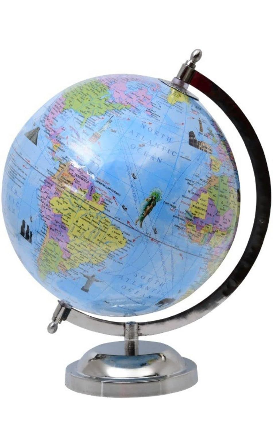 Educational World Globe With Magnifying Glass, Political Globe For Students Learning, Home & Office Decor, 8 Inch, Pack Of 1
