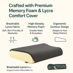 Cervical Pillow For Neck & Shoulder Pain Relief, Slate, Size - King | Memory Foam Pillow - Spondylitis Orthopedic Pillow | Neck Support, Pillow For Sleeping, Contour Medical Pillow