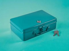 Aluminium Cash Box With Lock, For Jewellery Storage & Organizing - Ideal For Wardrobe, Desktop Locker Safe Peti Metal Container 10" (10" L X 6.5" W X 3" H), Colour - Green