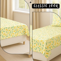 Single Bedsheet With 1 Pillow Cover - Size 90 X 60 Inches, Beige | Soft Touch Cotton Fabric-Comfortable & Durable | Elegant Printed Bedding Set For Daily Use