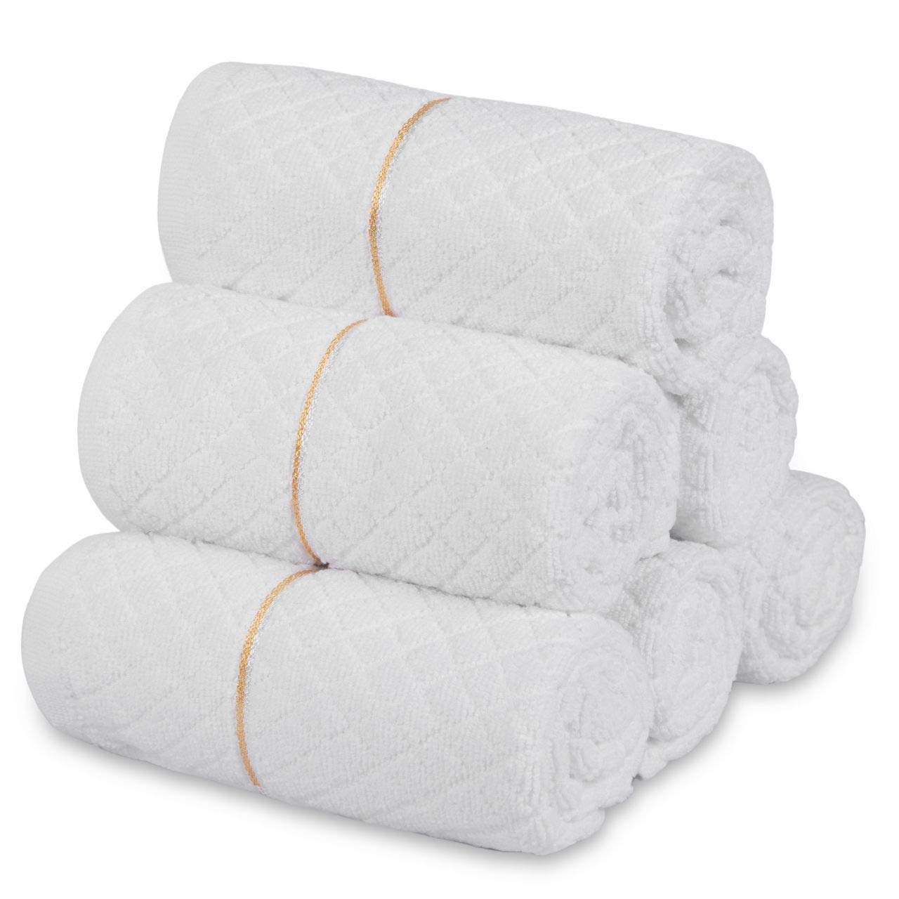 Divine Overseas Cotton Terry Hand Towels 1200 Gsm | Soft & High Absorbent (White) - Pack Of 6