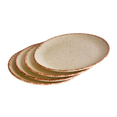 Hand Glazed Ceramic Dinner Serving Plates Set Of 4 - 10 Inches, Off White & Brown | Full Plates - Ceramic Platter