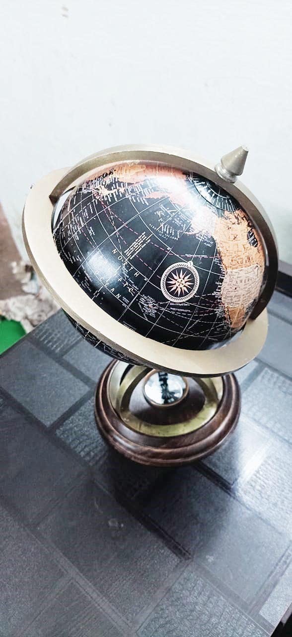 12 Inch Antique Brass World Globe & Map With Compass, Home & Office, Nautical Desktop Decoration & Gifting, Educational Globe For Kids Learning, Pack Of 1