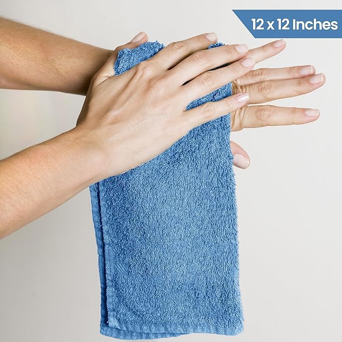 Jenny Denial 100% Cotton Soft Face Towel 1300 Gsm | Super Absorvent & Quick Dry - Pack Of 10 Pcs (Electric Blue)