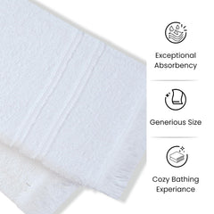 Prime Club Premium 100% Cotton Hand Towel 400 Gsm | Bathroom Essentials Soft Quick-Dry Cotton Towel (White) - 2 Pcs