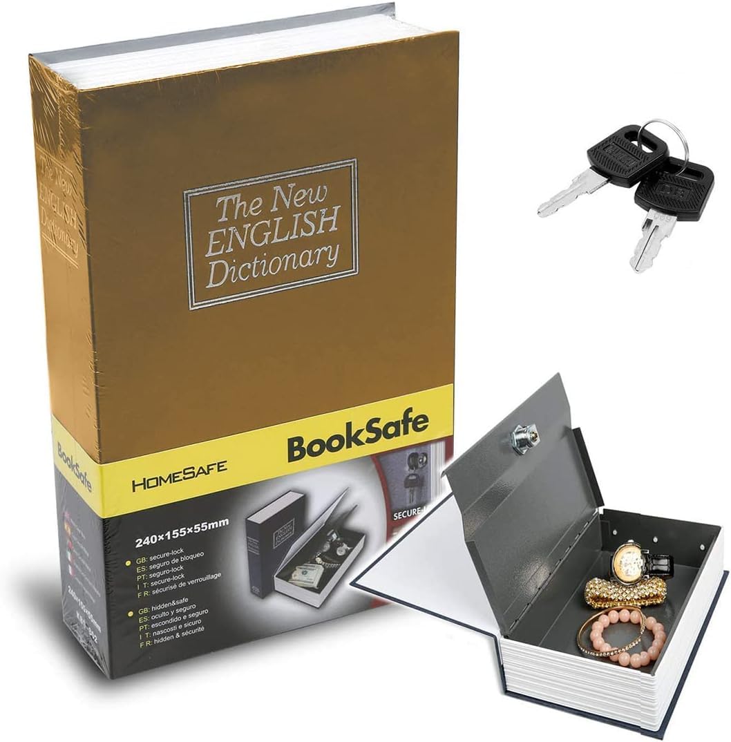 Book Locker Dictionary Book Safe With Key Lock, Book Safe Locker, Hidden Safe Jewellery Box Cash Locker For Home & Office 18 X 12 X 5.5 Cm, Colour - Multicolour