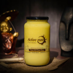 100% Natural Pure A2 Cow Ghee By Active Moo Farms | Good Source Of Vitamin A, E & Healthy Desi Cow Ghee | (1 Litr) 33.8 Ounce | Jar Pack